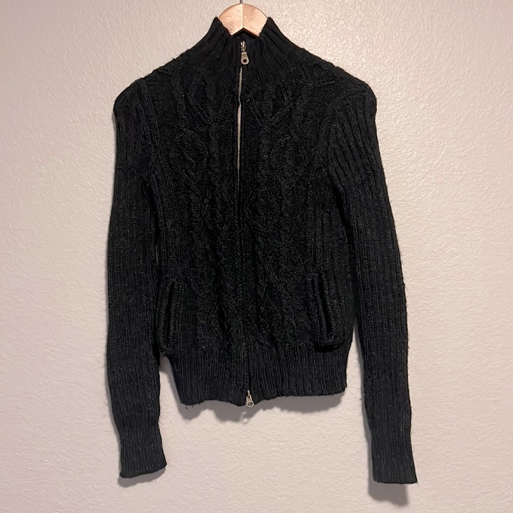 Black Sweater- double Zipper - size Small